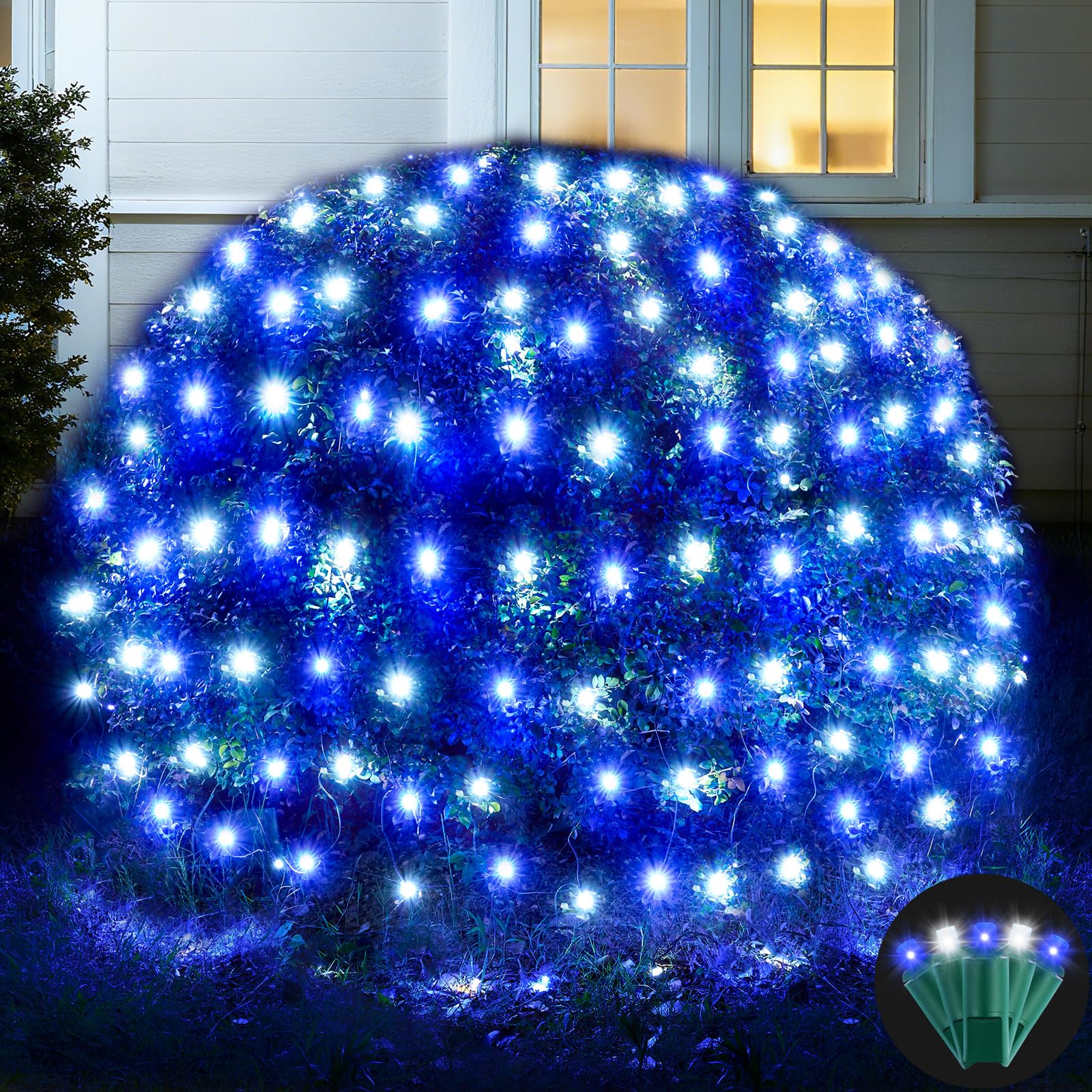 Led Net Lights Christmas Lights Outdoor 200Leds 9ftx6ft Upgraded WarmWhite Christmas Net Lighting, Waterproof UL Listed Outdoor Indoor Large Mesh Net Light for Xmas Trees, Bushes, Shrubs Decorations